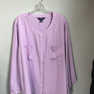 Land’s end Lilac Button-Front Long Sleeve Blouse